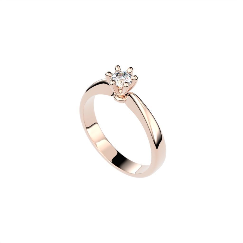 Solitaire rings with crown head N17 3D print model_16