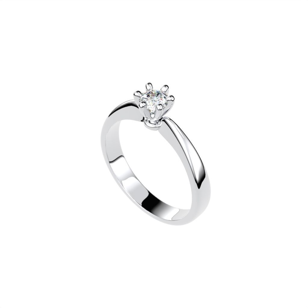 Solitaire rings with crown head N17 3D print model_17