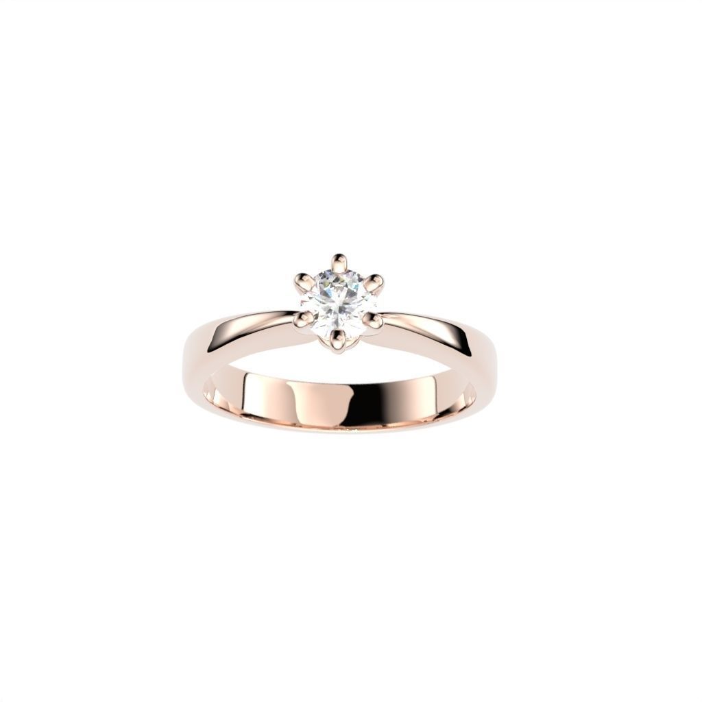 Solitaire rings with crown head N17 3D print model_25