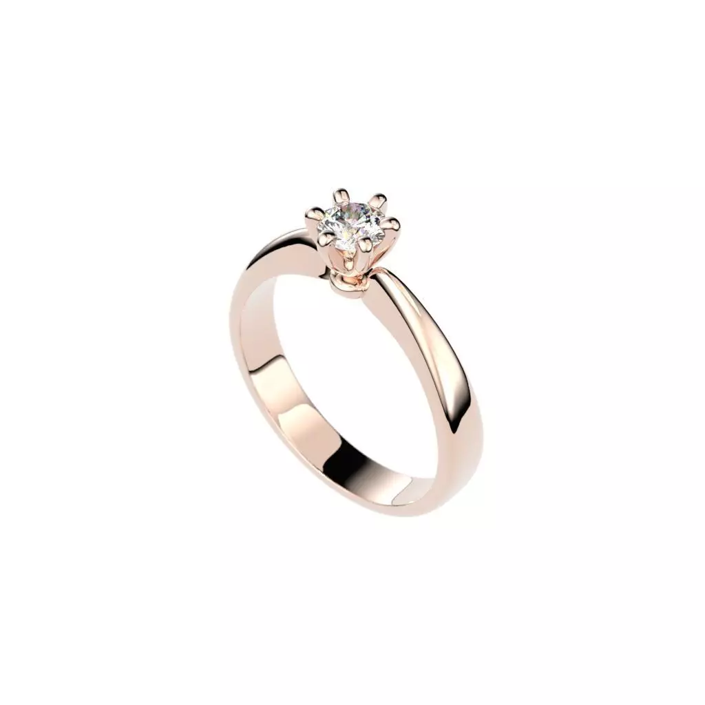 Solitaire rings with crown head N17 3D print model_0