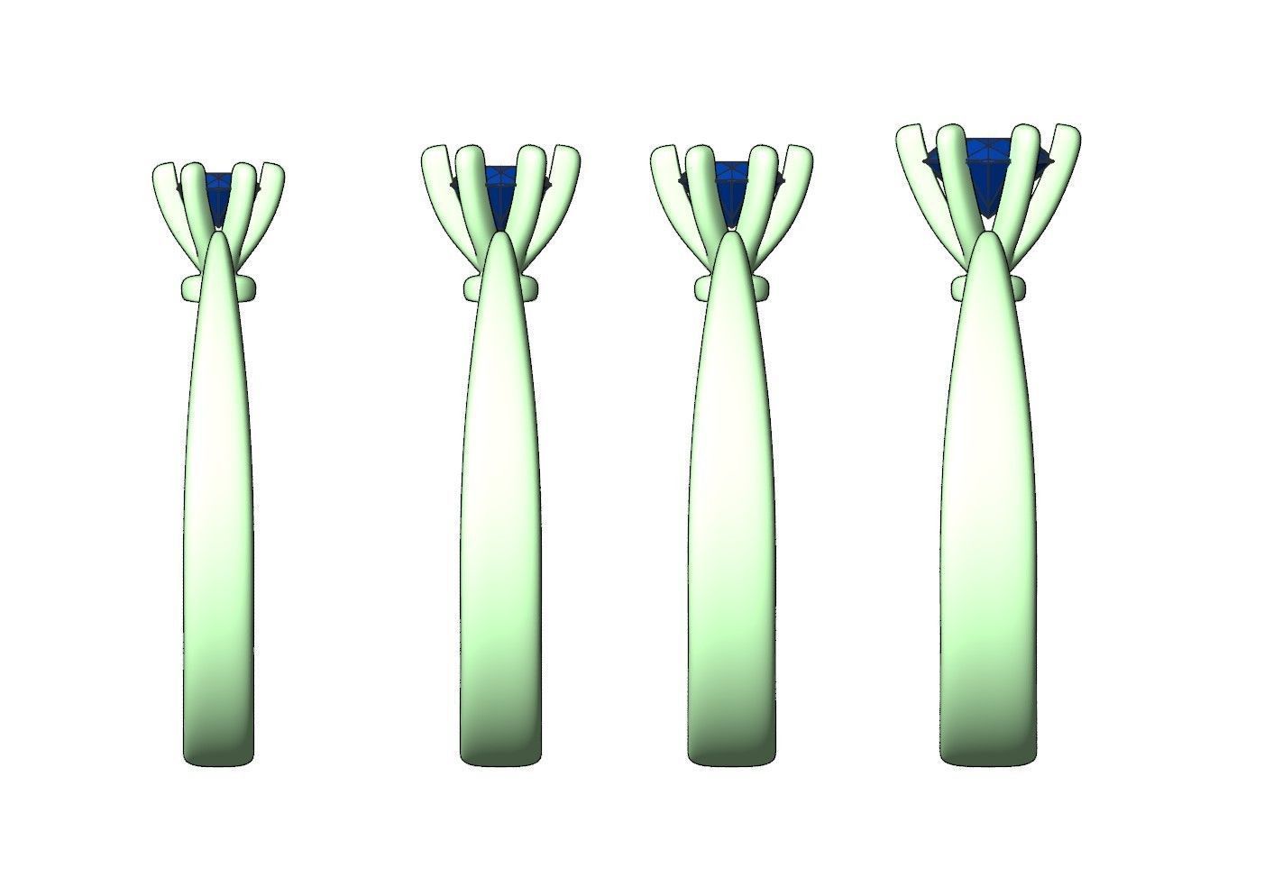 Solitaire rings with crown head N17 3D print model_3