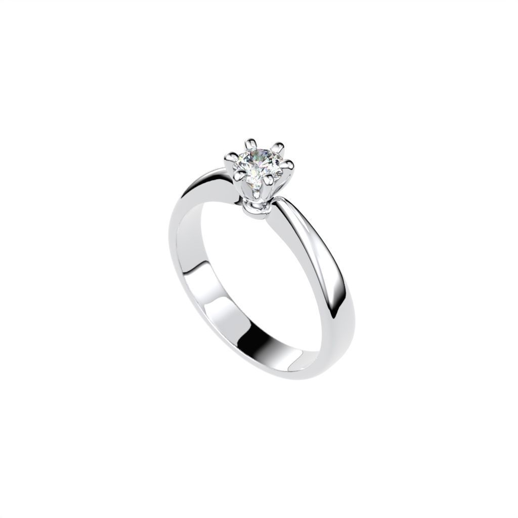 Solitaire rings with crown head N17 3D print model_14
