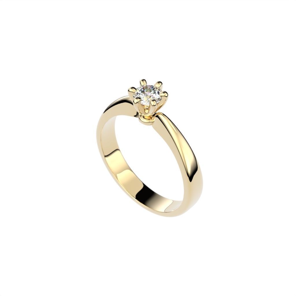 Solitaire rings with crown head N17 3D print model_13