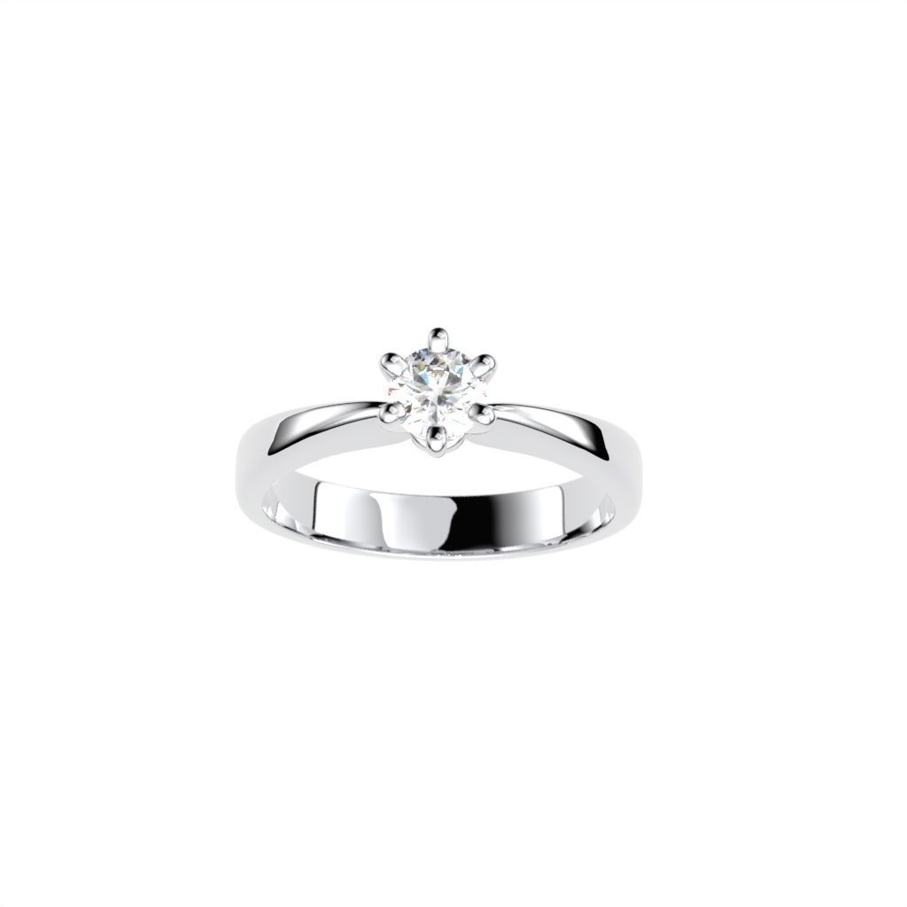Solitaire rings with crown head N17 3D print model_26