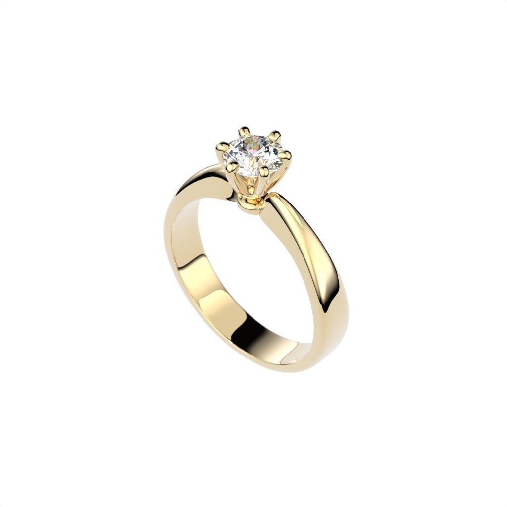 Solitaire rings with crown head N17 3D print model_10
