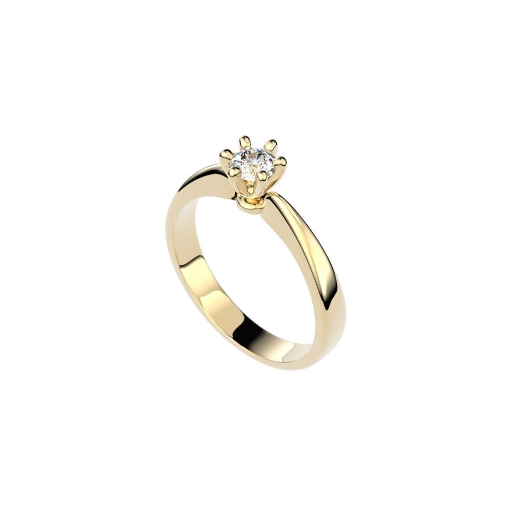 Solitaire rings with crown head N17 3D print model_15