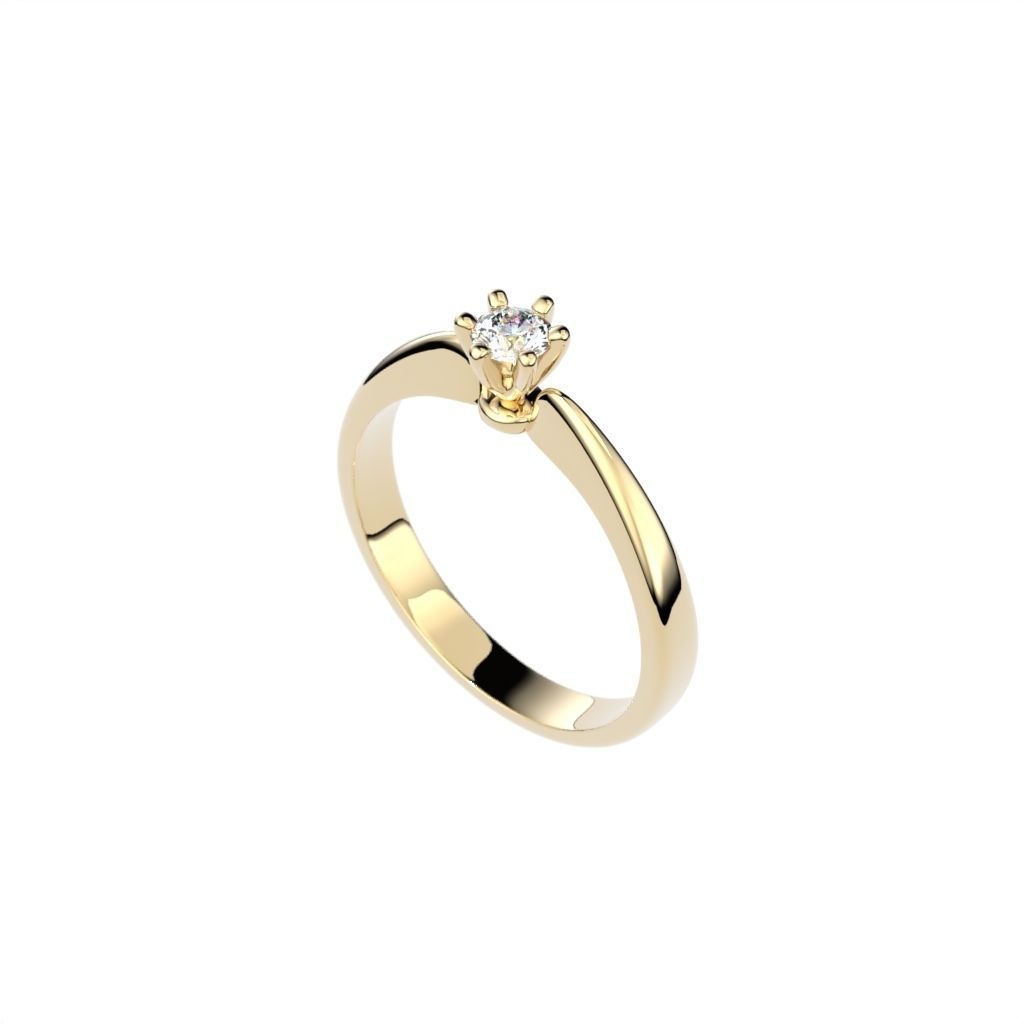 Solitaire rings with crown head N17 3D print model_18