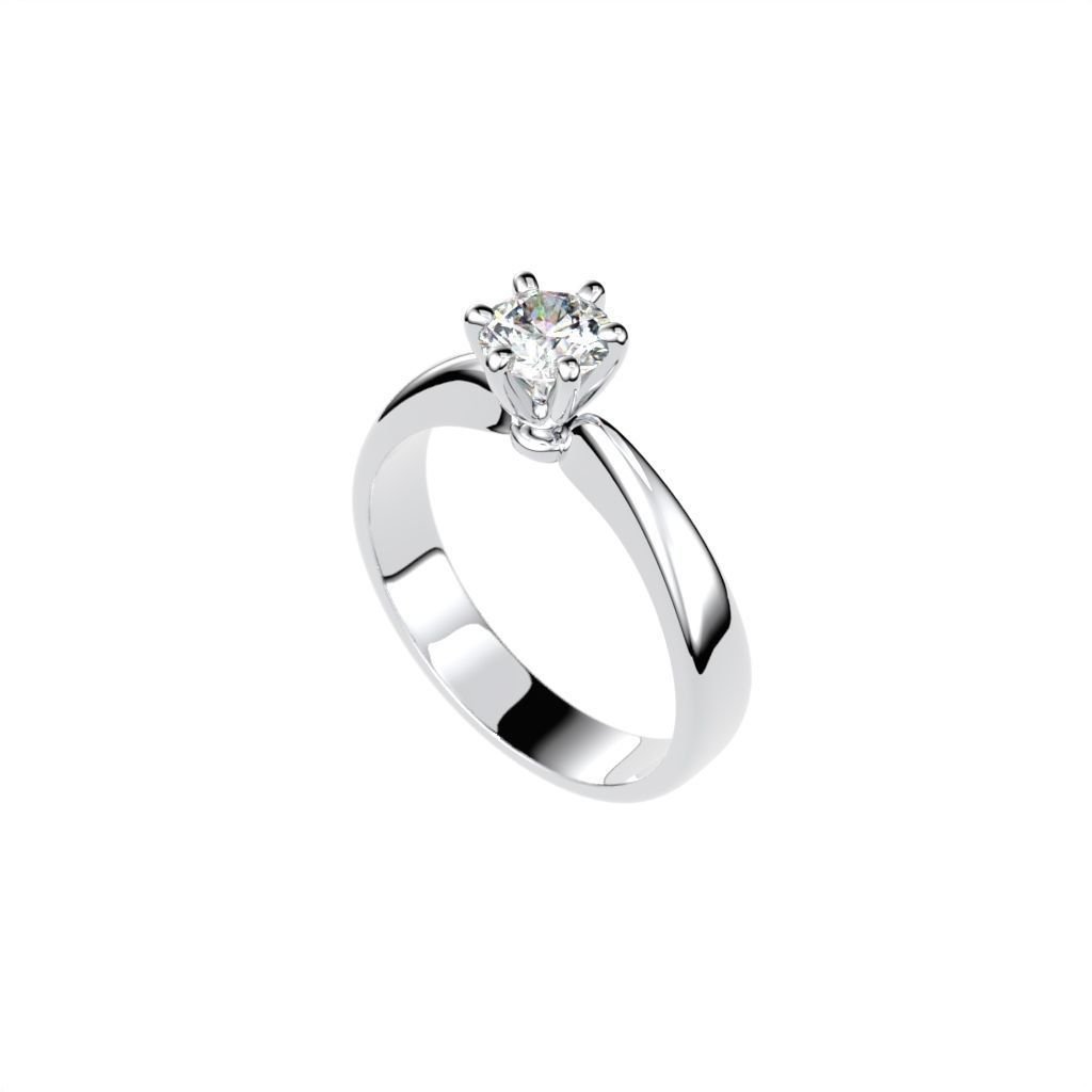 Solitaire rings with crown head N17 3D print model_12