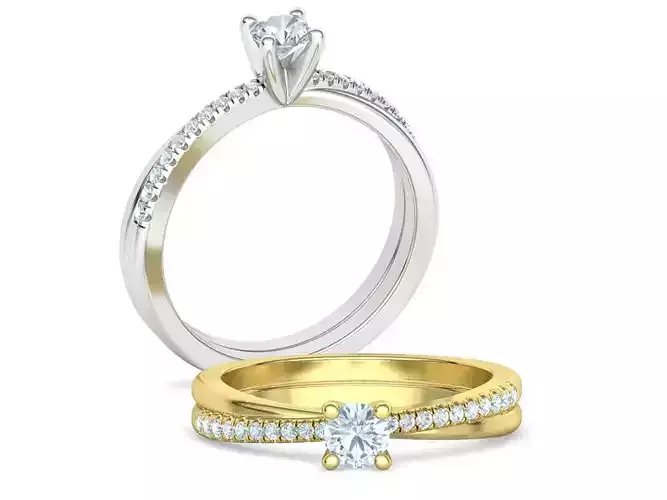 Solitaire Promise Ring 4mm Stone French Pave Setting
