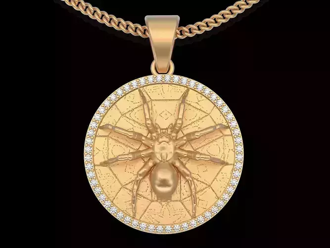 Spider pendant  silver gold jewelry printable 3D model