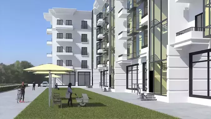 Building Model apartment with courtyard