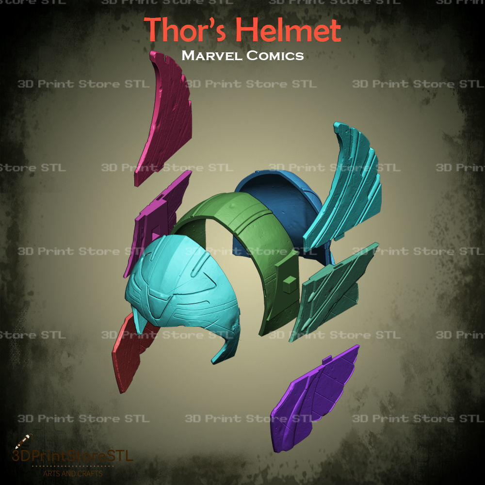 Thor Helmet Cosplay Marvel - STL File 3D print model_3