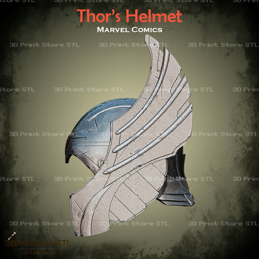 Thor Helmet Cosplay Marvel - STL File 3D print model_1