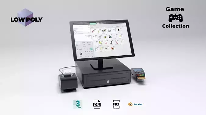 Cash register Low-poly 3D model