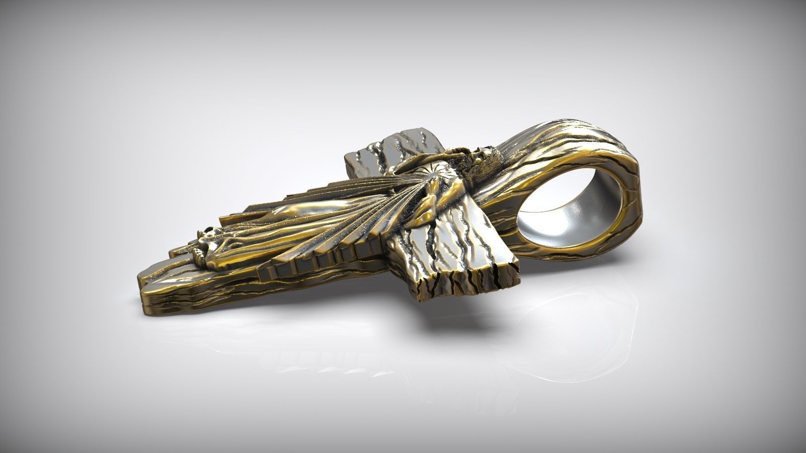 Jesus Christ Wooden Cross Amulet 3D print model_1