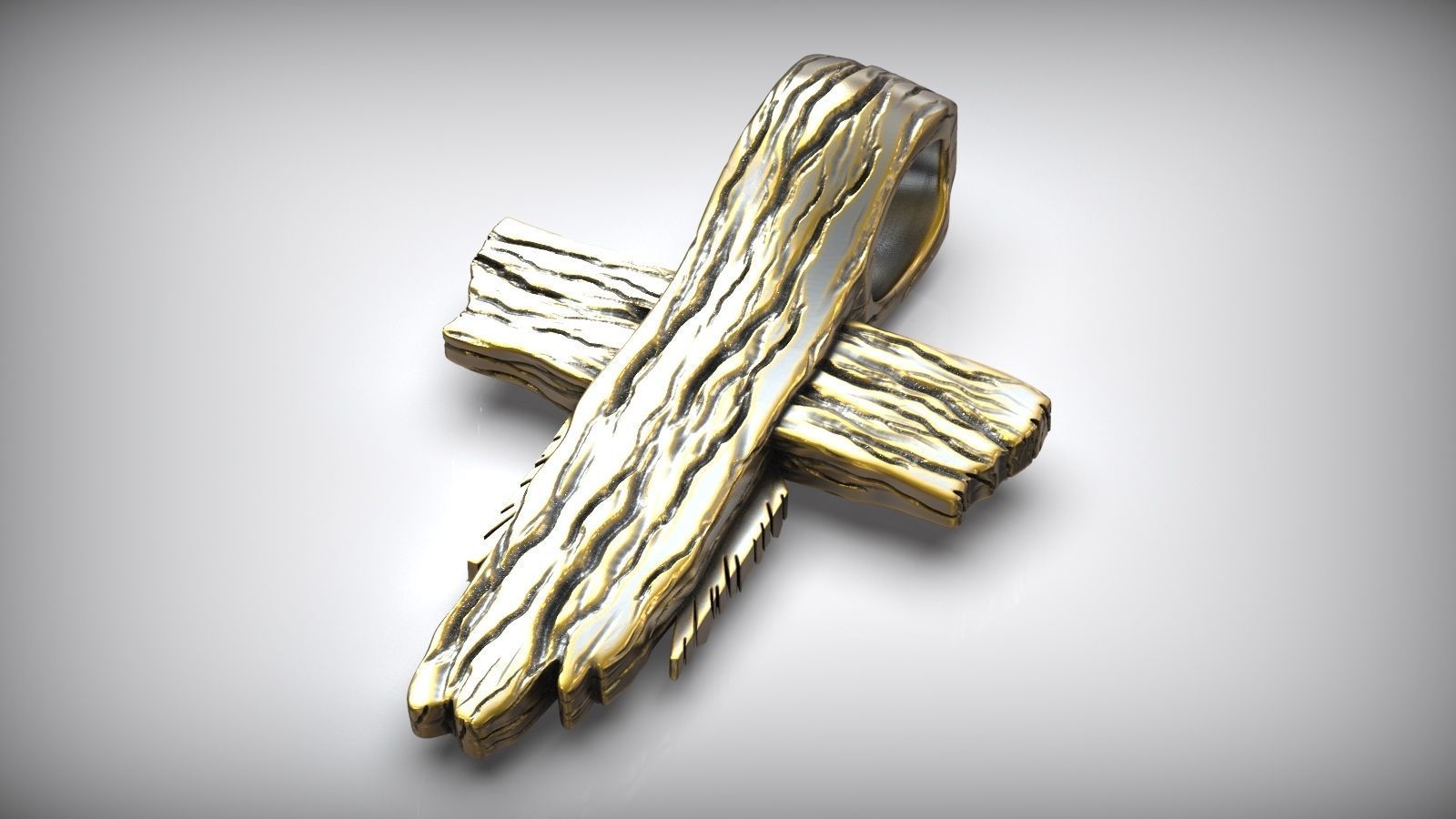 Jesus Christ Wooden Cross Amulet 3D print model_4