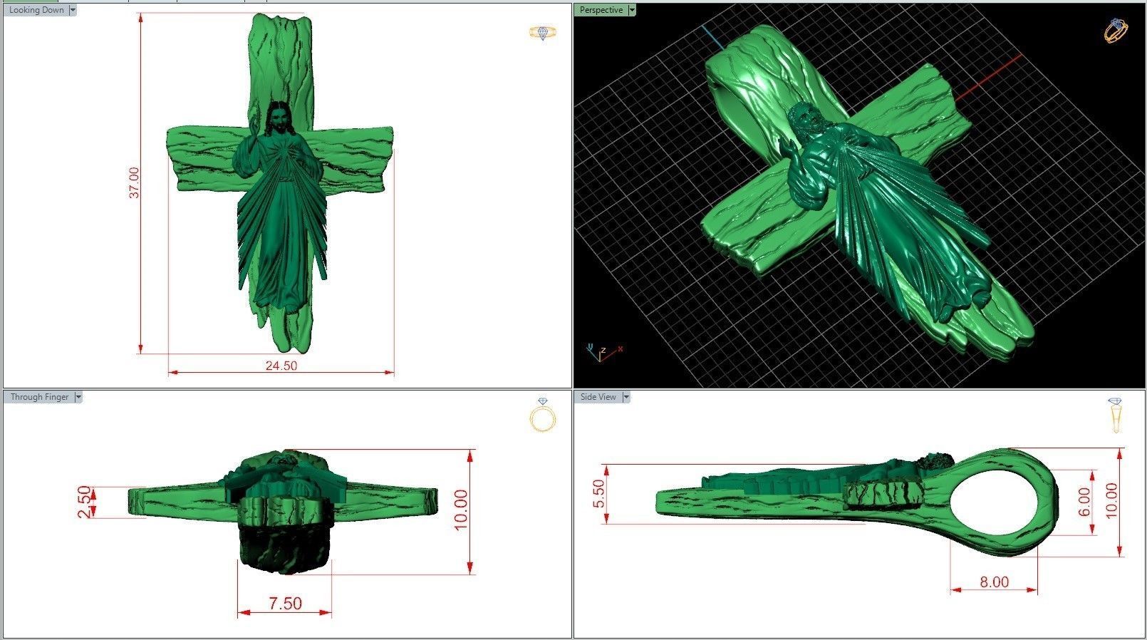 Jesus Christ Wooden Cross Amulet 3D print model_7