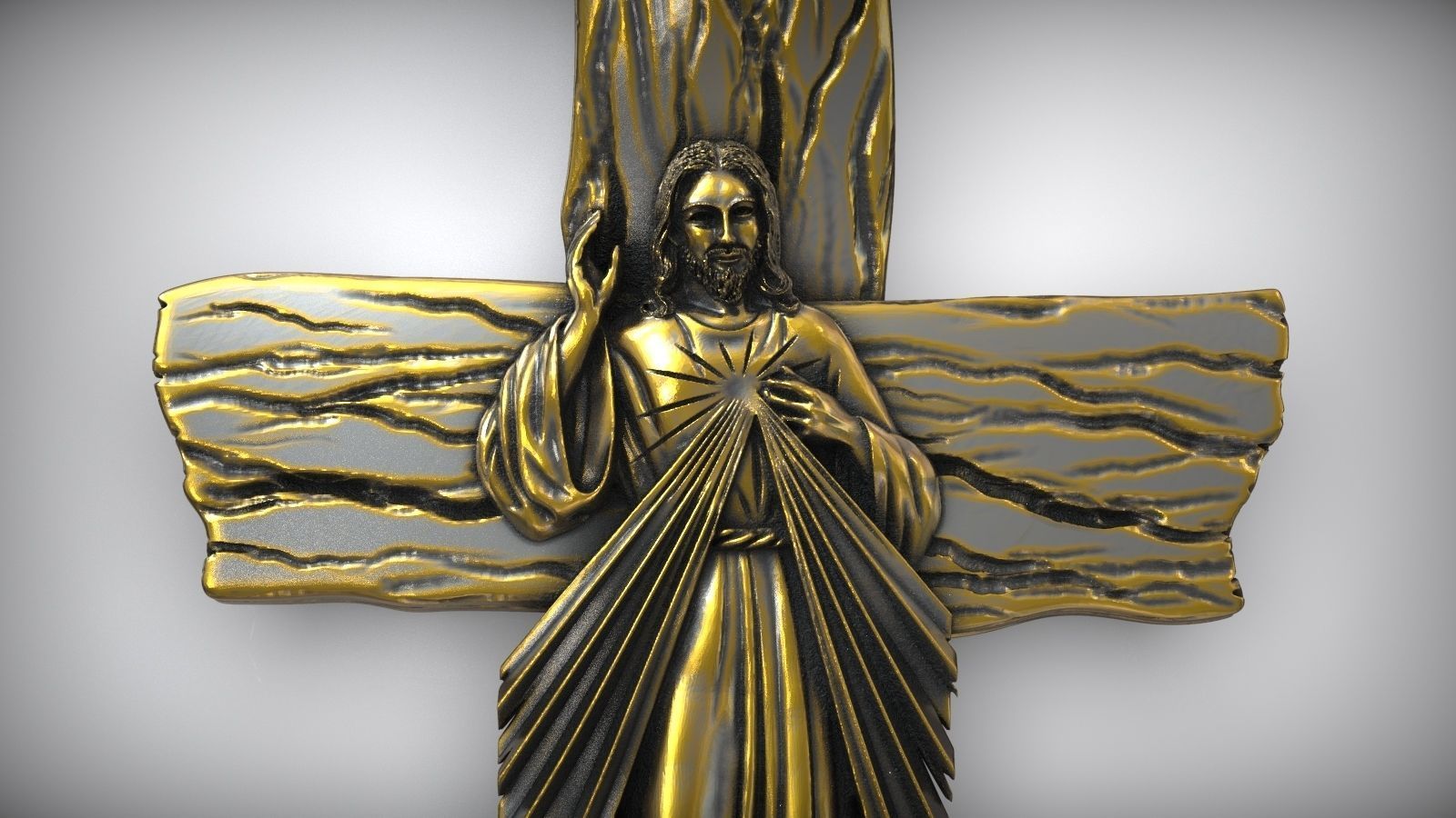 Jesus Christ Wooden Cross Amulet 3D print model_3