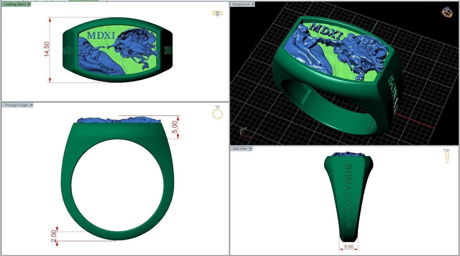 Hand Of God Michaelangelo Sistine Chapel Signet 3D print model_7