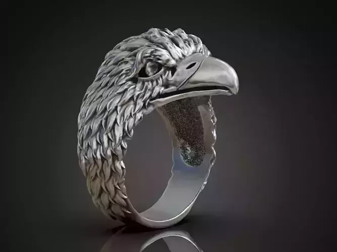 Mens ring eagle hawk falcon  head 3D print model
