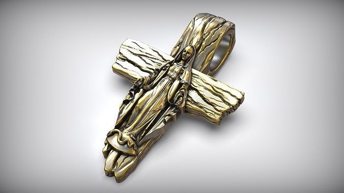 Blessed Virgin Mary Wooden Cross 3D print model