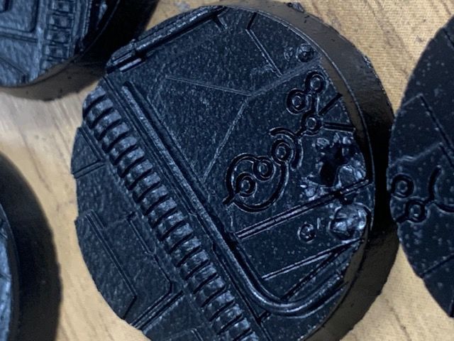 LegendGames 32mm round Necro Tech blasted bases  x10  3D print model_2