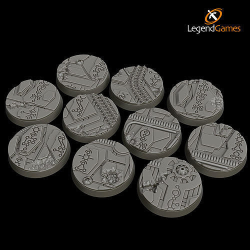 LegendGames 32mm round Necro Tech blasted bases  x10  3D print model