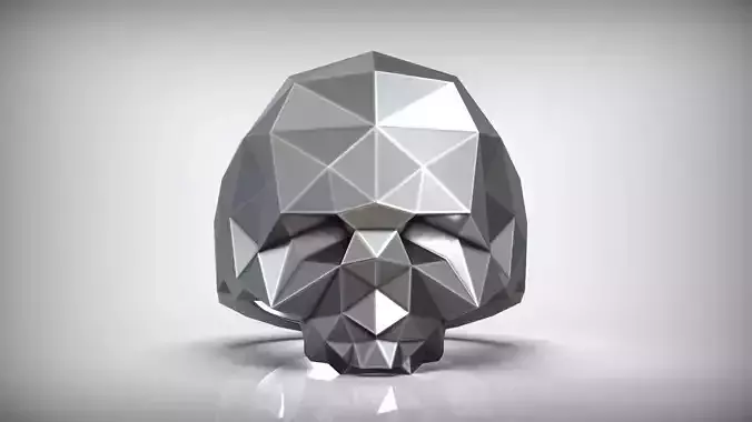 Full Skull Triangle Polygon Solid Ring 3D print model
