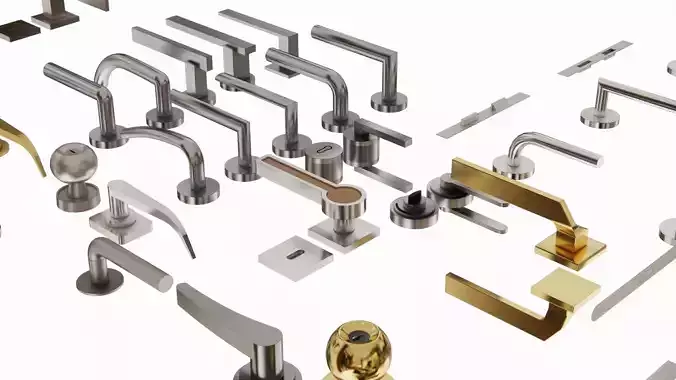 Door handle lock set 3d model