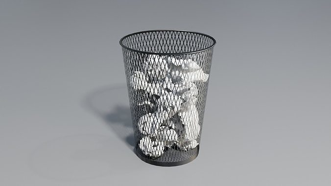 Paper Trash Bin Low-poly 3D model