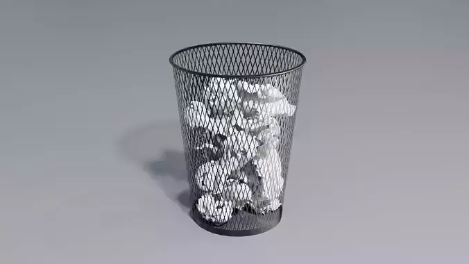 Paper Trash Bin Low-poly 3D model