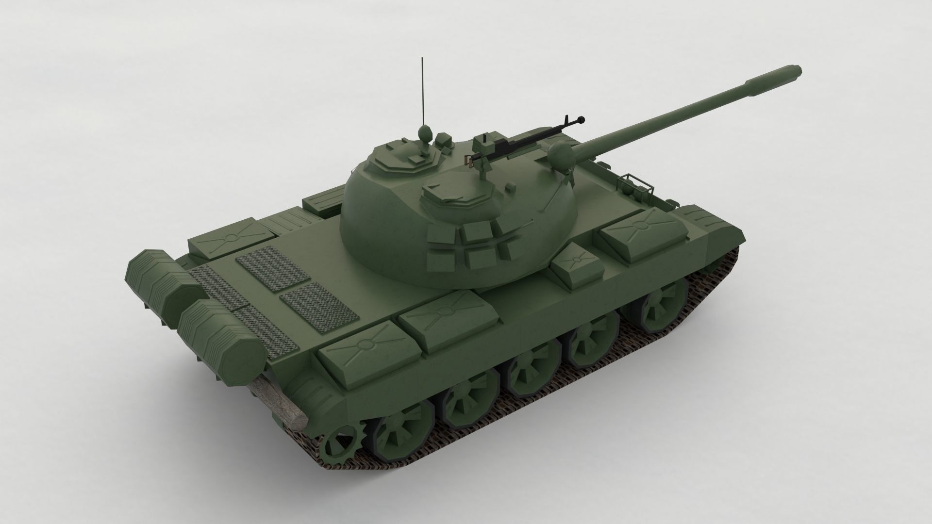 T-55A Soviet Tank Low-poly 3D model_6