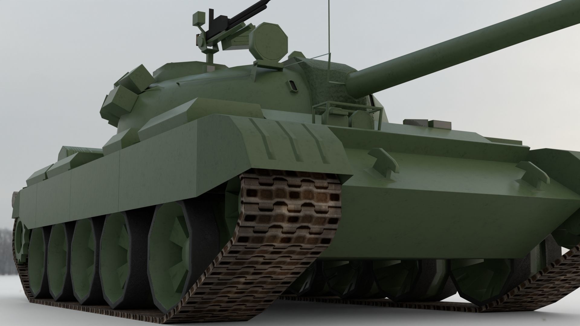 T-55A Soviet Tank Low-poly 3D model_11