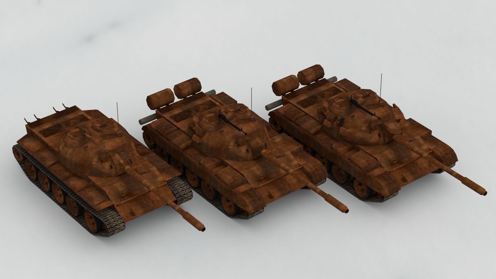 T-55A Soviet Tank Low-poly 3D model_21