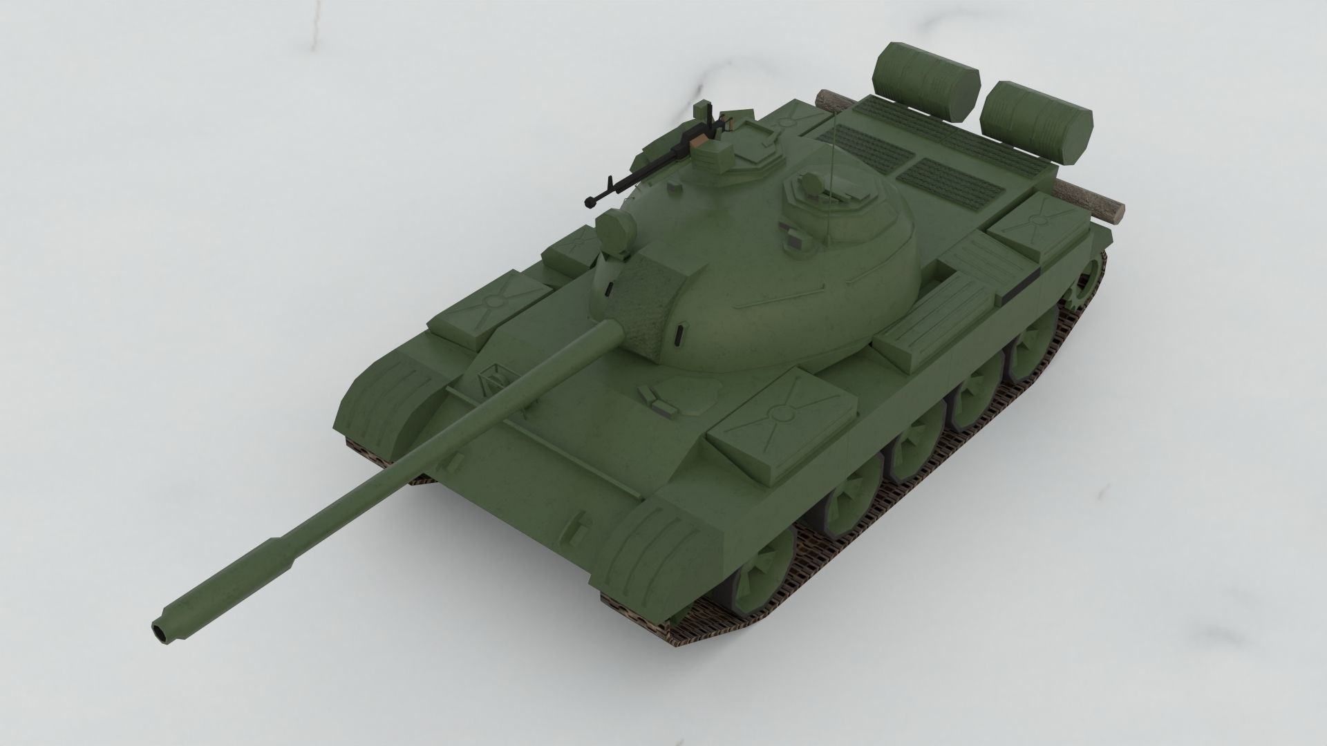 T-55A Soviet Tank Low-poly 3D model_5