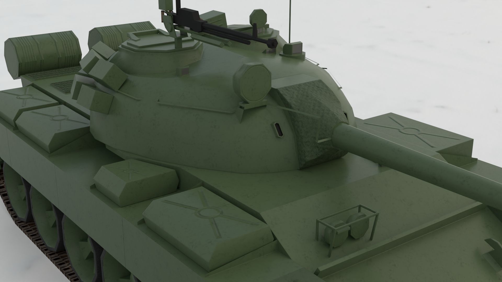 T-55A Soviet Tank Low-poly 3D model_8