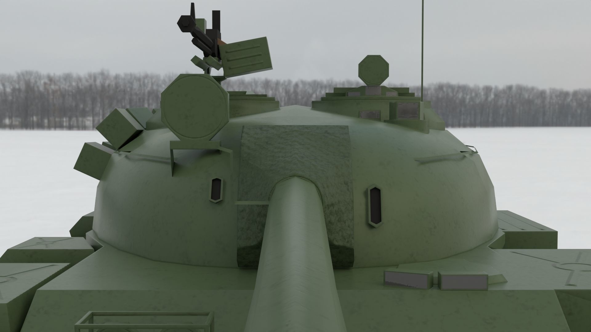 T-55A Soviet Tank Low-poly 3D model_12