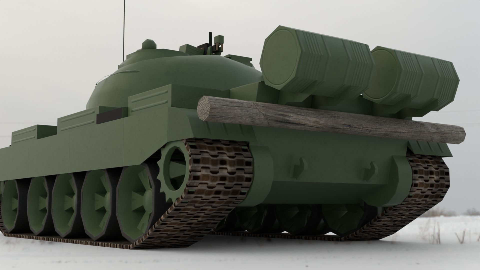 T-55A Soviet Tank Low-poly 3D model_10
