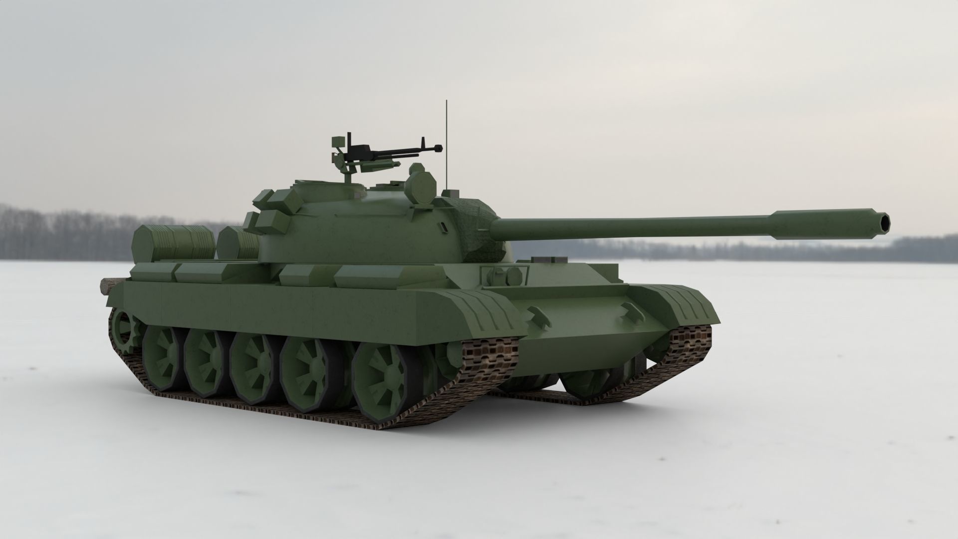 T-55A Soviet Tank Low-poly 3D model_2