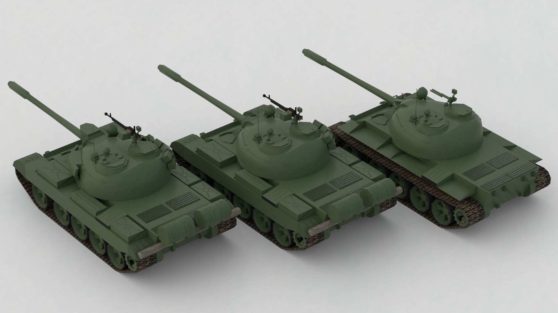 T-55A Soviet Tank Low-poly 3D model_14