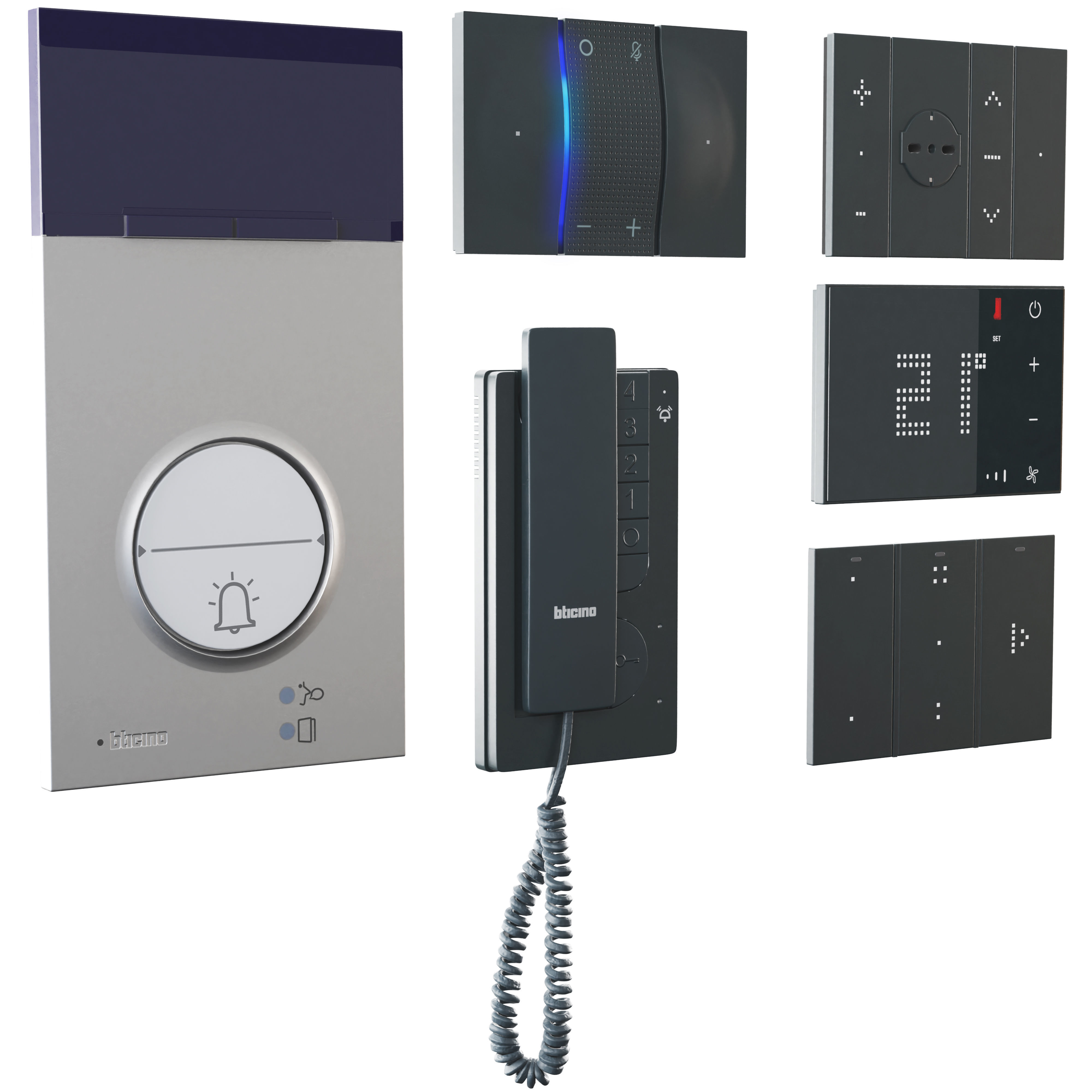 Sockets and switches Bticino 2022 Black Low-poly 3D model_1