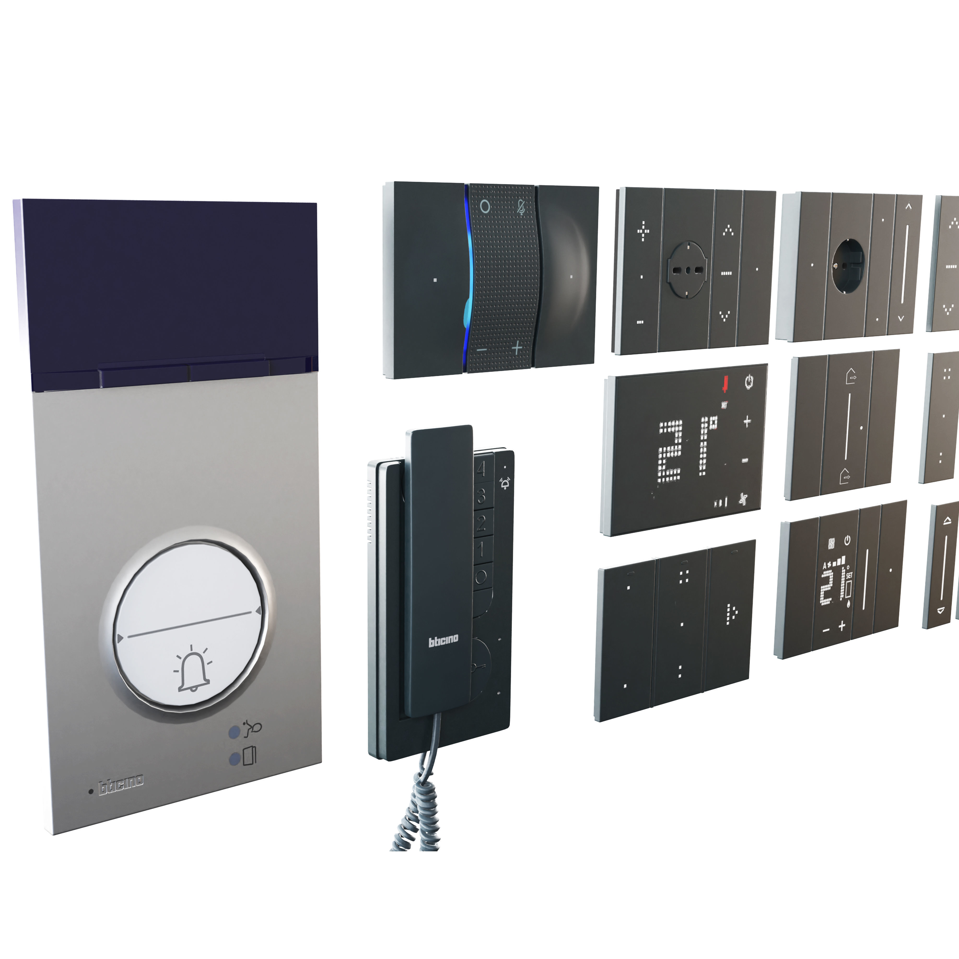 Sockets and switches Bticino 2022 Black Low-poly 3D model_2