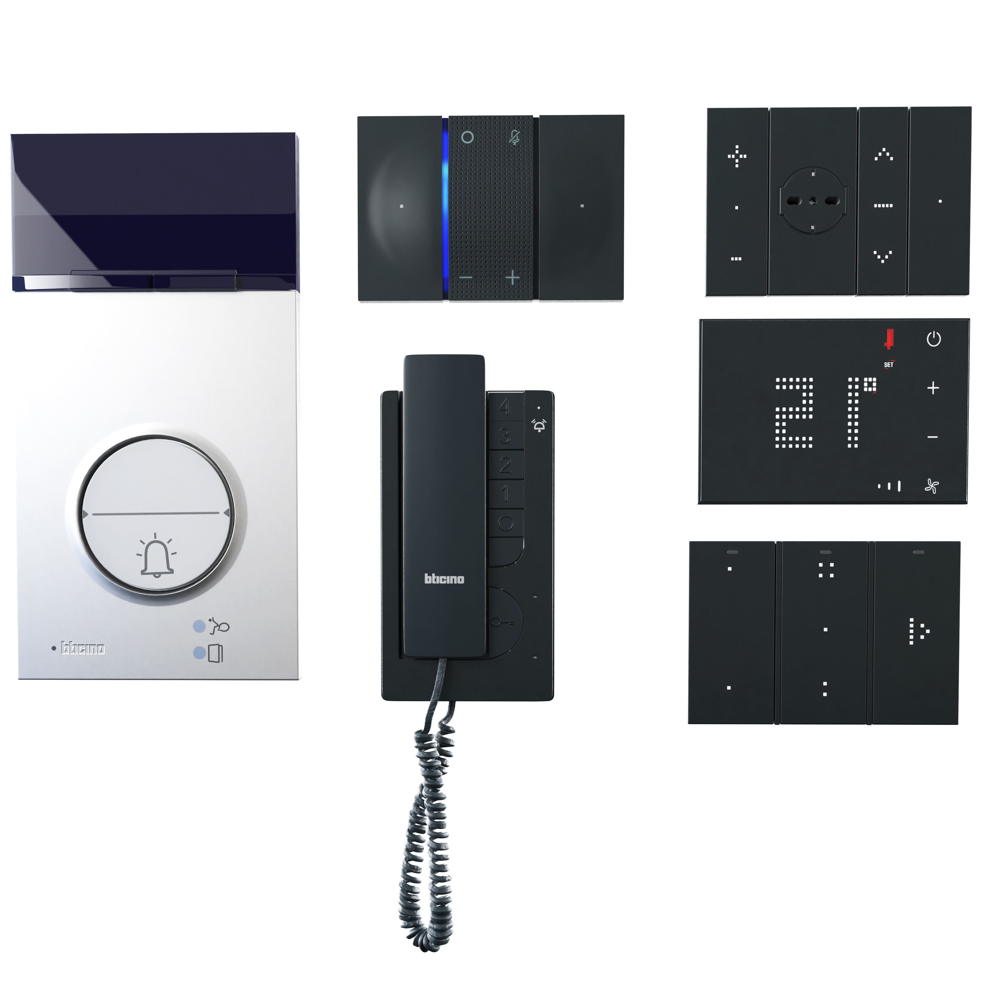 Sockets and switches Bticino 2022 Black Low-poly 3D model_3