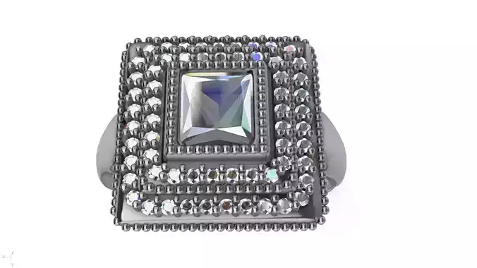 PRINCESS CUT DOUBLE HALO RING  STL VERIFIED