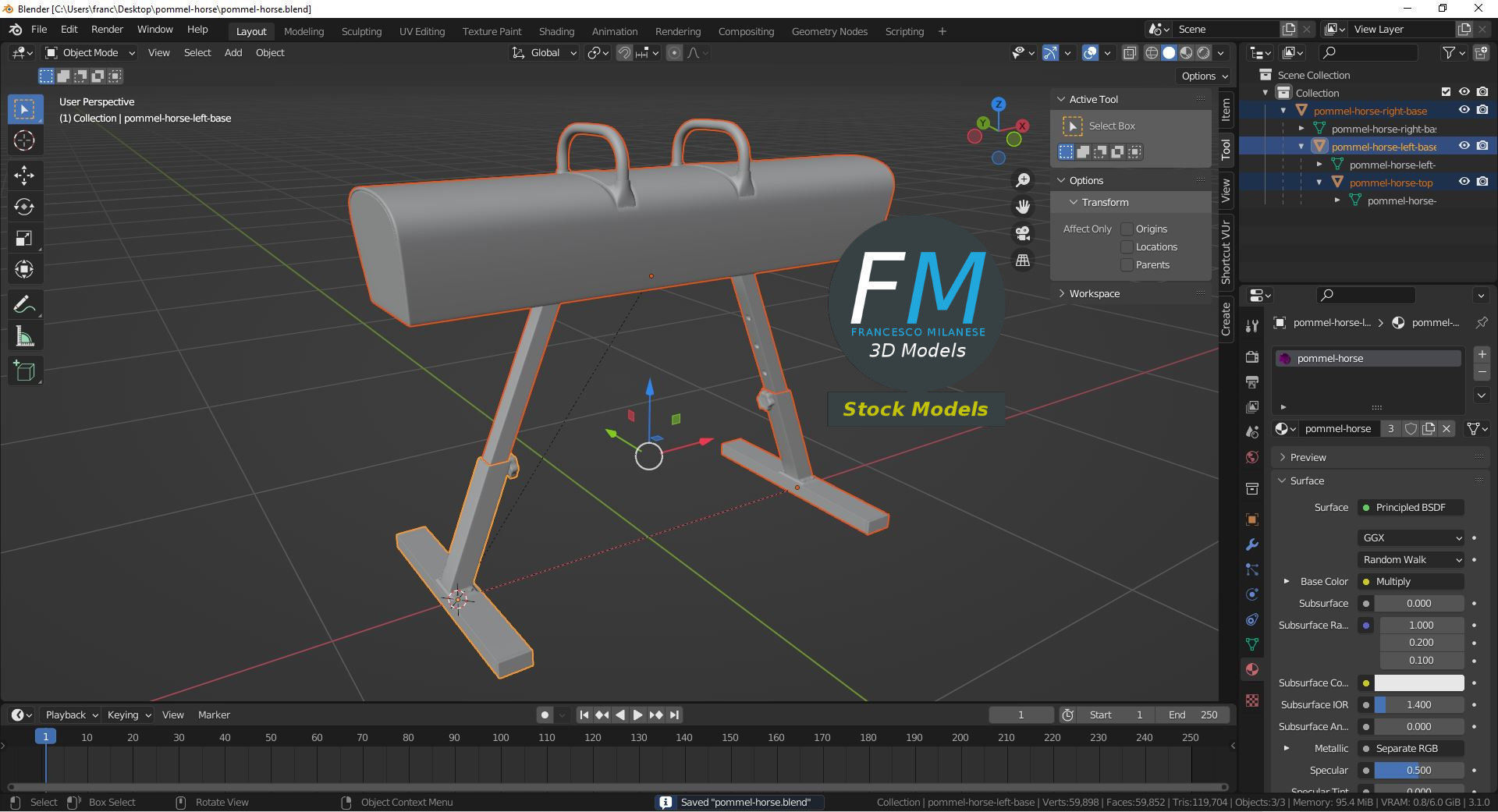 Pommel horse 3D model_9