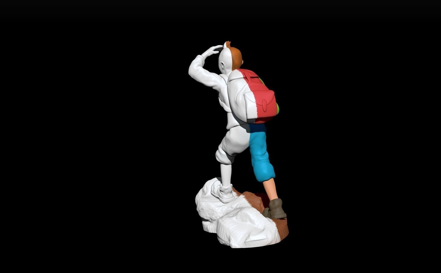 tintin hiker on rock 3D print model_4