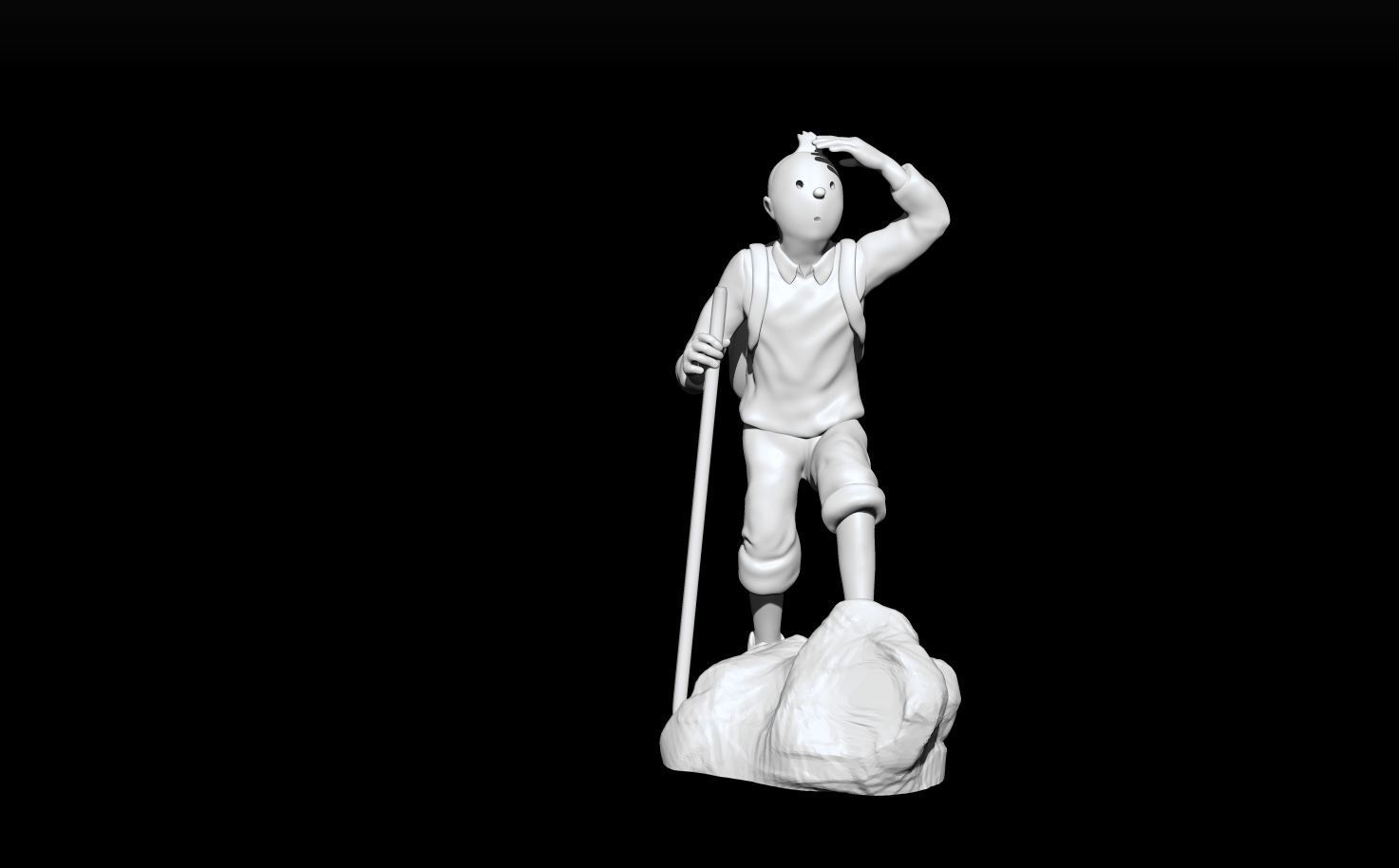 tintin hiker on rock 3D print model_5