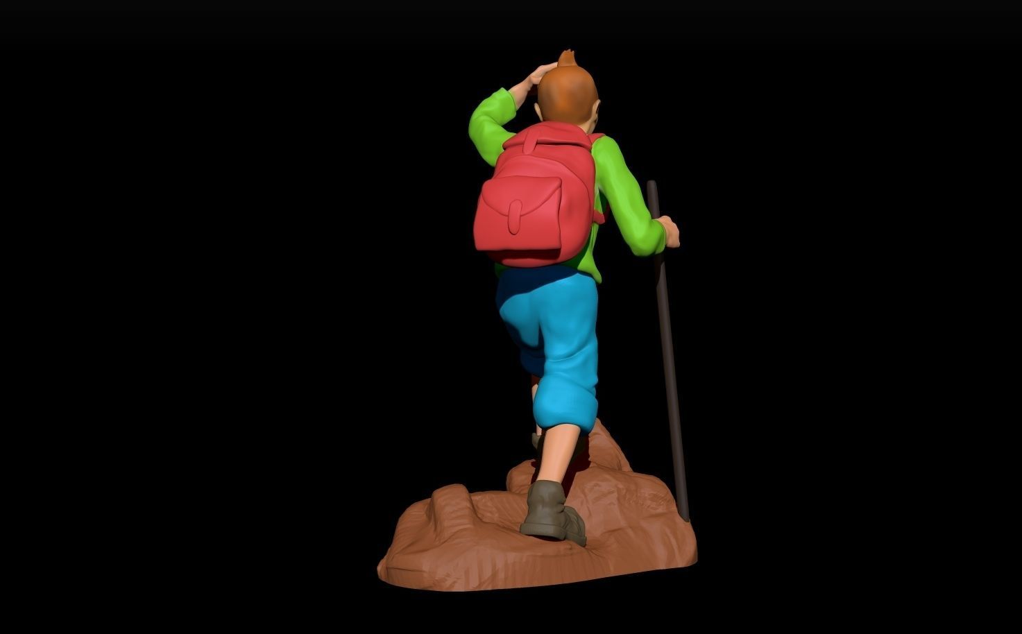 tintin hiker on rock 3D print model_16
