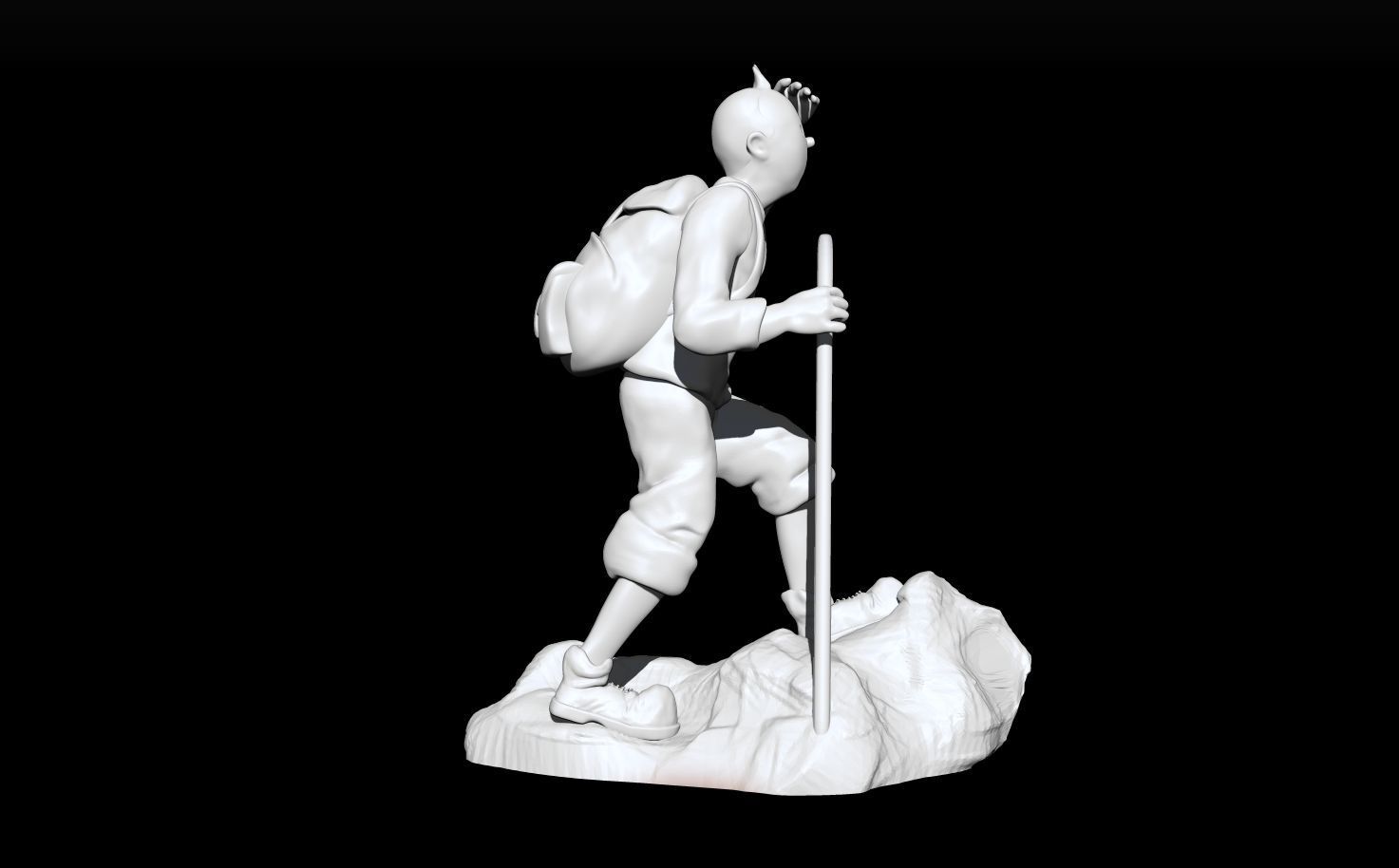 tintin hiker on rock 3D print model_8