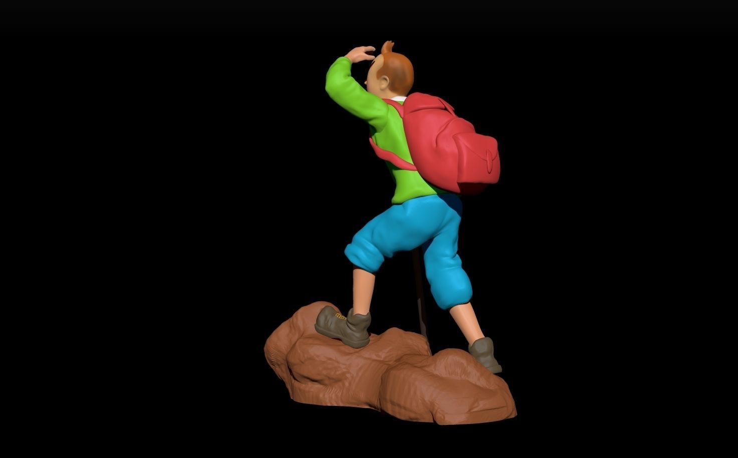 tintin hiker on rock 3D print model_14